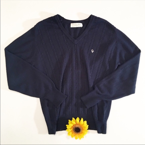 Dior Other - Christian Dior men's navy blue v-neck sweater S